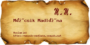 Mácsik Madléna névjegykártya